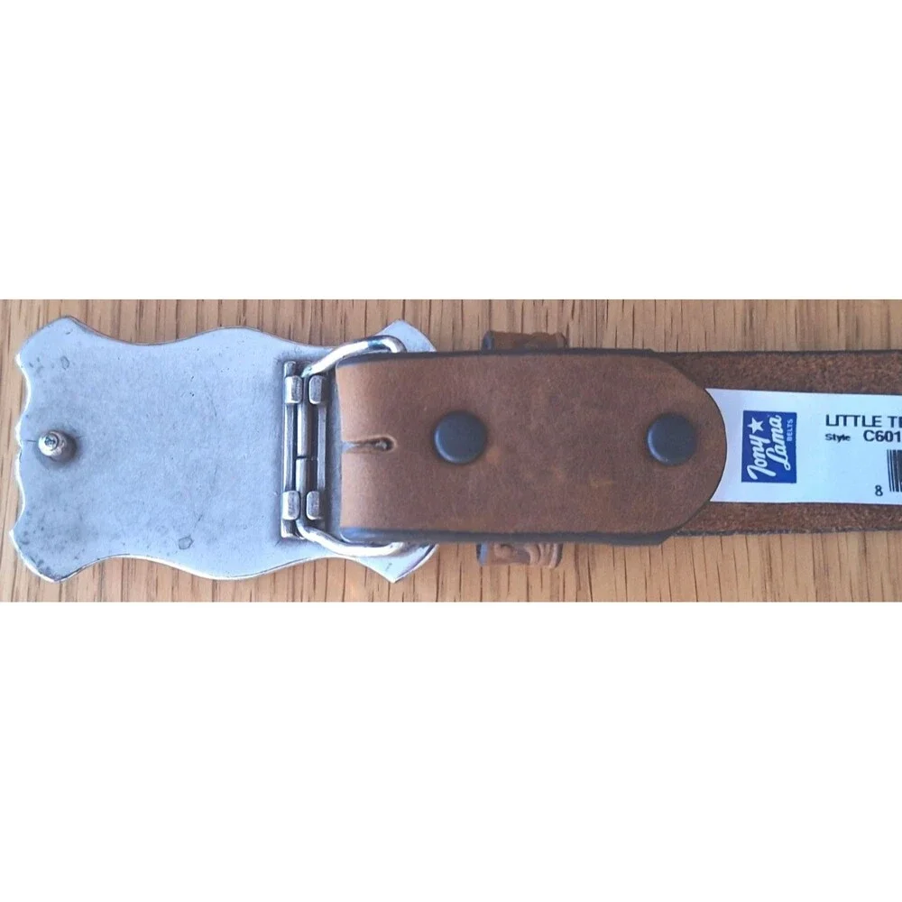 NWT Tony Lama LITTLE TEXAS Handtooled Western Leather Belt W Buckle Child 4/6 yr